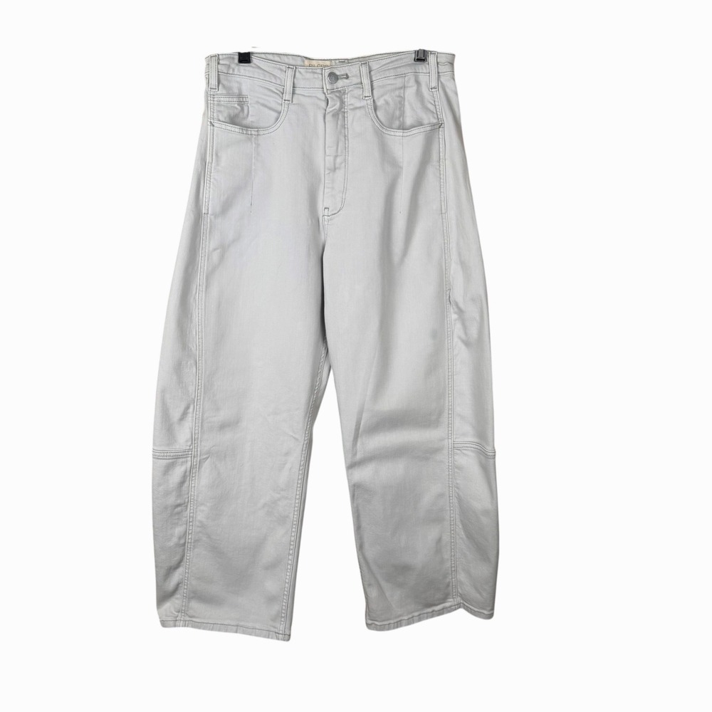PILCRO Barrel Leg Jeans Sz 30 Tall Light Gray Denim High Rise Balloon Horseshoe